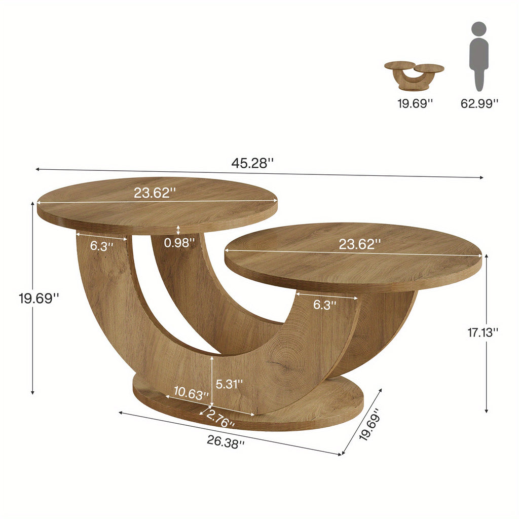 round living room coffee table 2 tier farmhouse coffee table - Temu