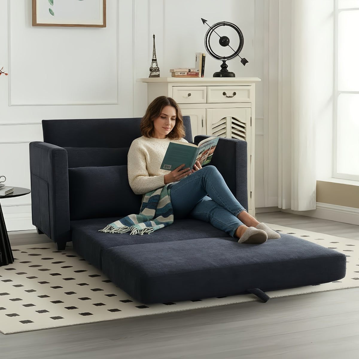 2 in 1 chenille upholstered pull sleeper chair foldable - Temu
