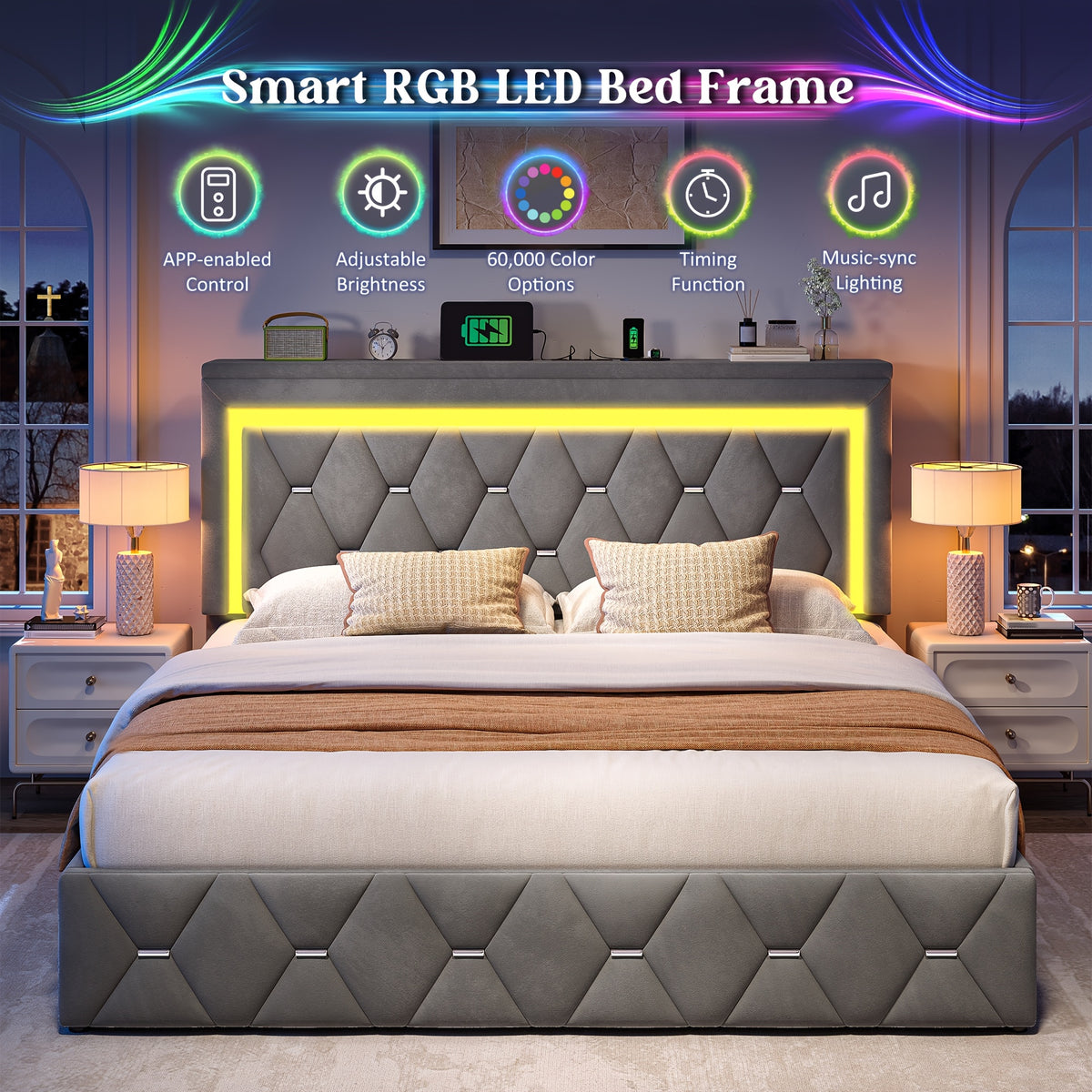4 drawer upholstered metal platform bed full queen size - Temu