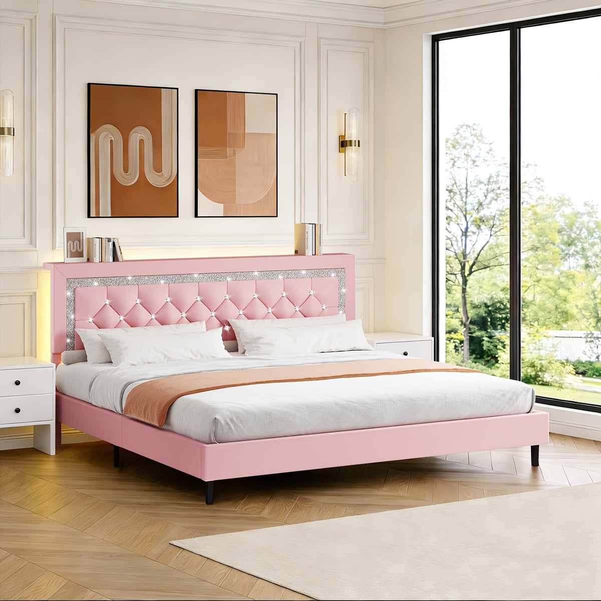 led lights king size bed frame storage headboard full queen - Temu
