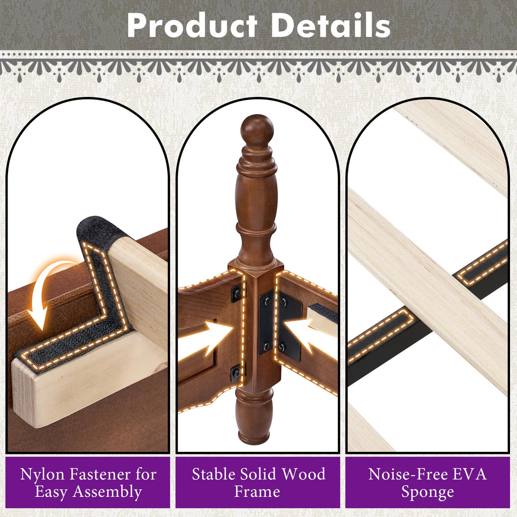 classic wooden bed frame a high arched headboard - Temu
