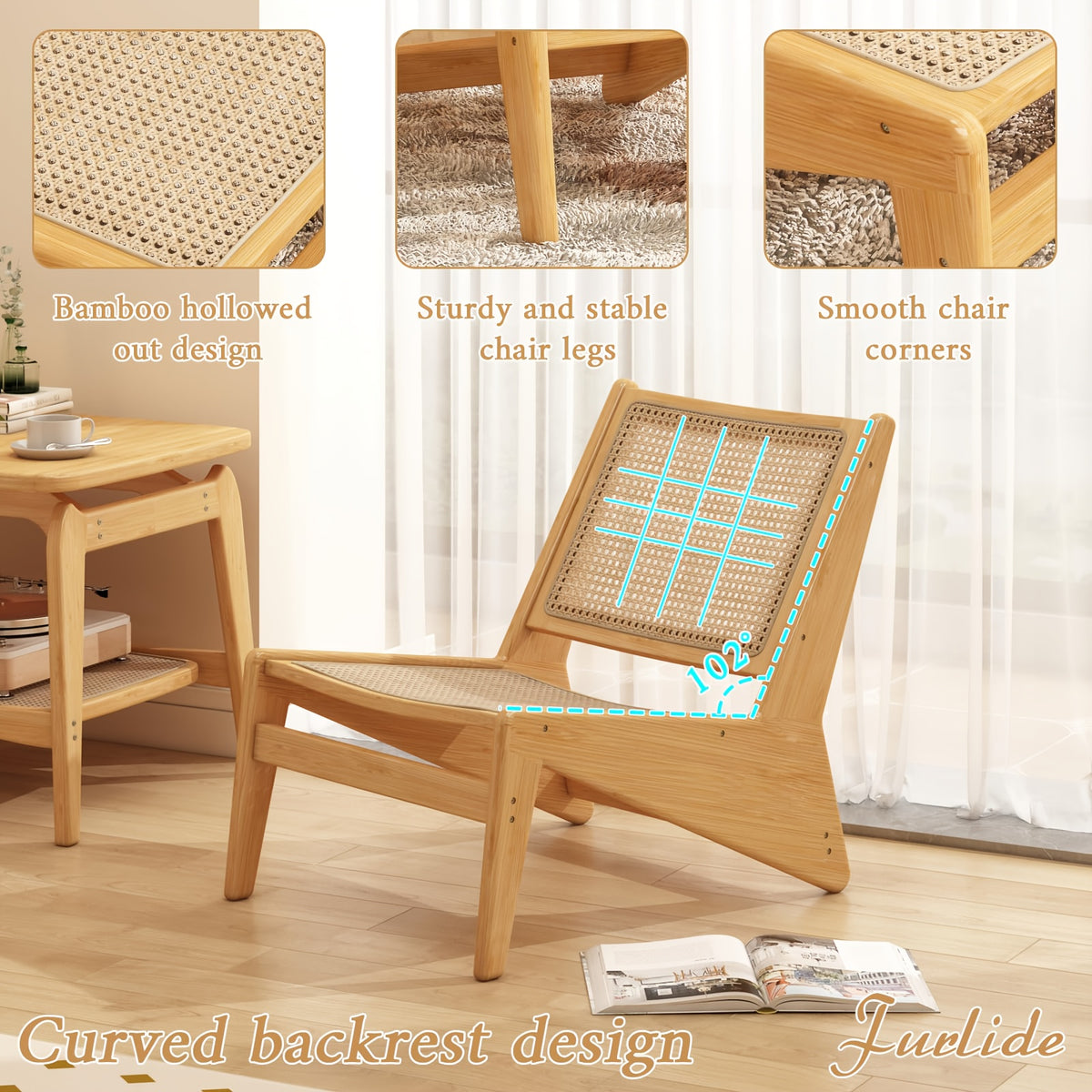 century accent chair rattan lounge chair living room - Temu