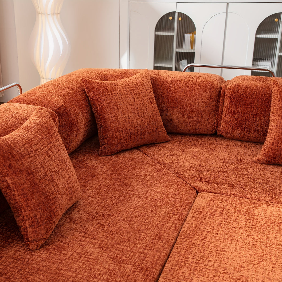 chenille oversized sleeper sofa couch, 170 inches extra long convertible 3-4 person pull-out sofa bed, sectional convertible corner sofa, combination spliced block sofa side table - furniture - Temu