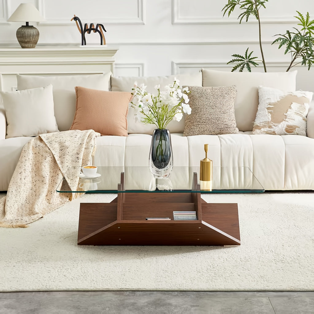 coffee table modern   tempered glass mdf - Temu