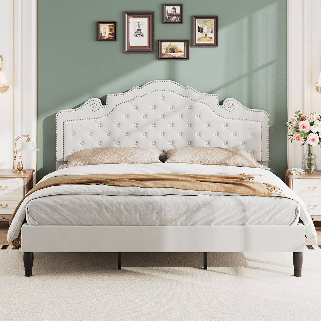 full queen king bed frame velvet adjustable tiara - Temu
