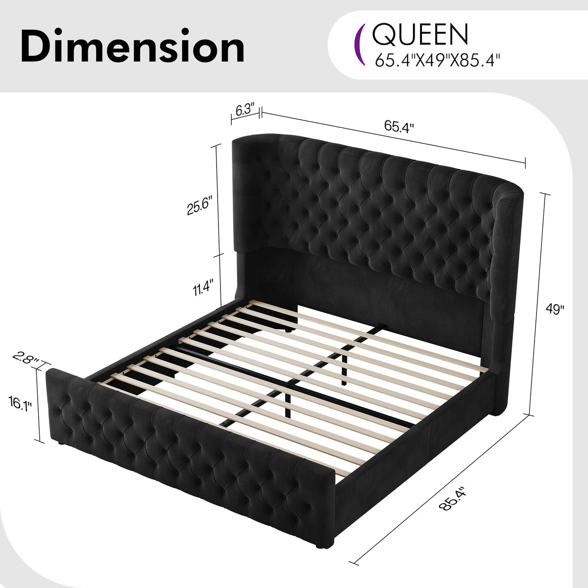 luxury upholstered platform bed frame 49 tall tufted - Temu