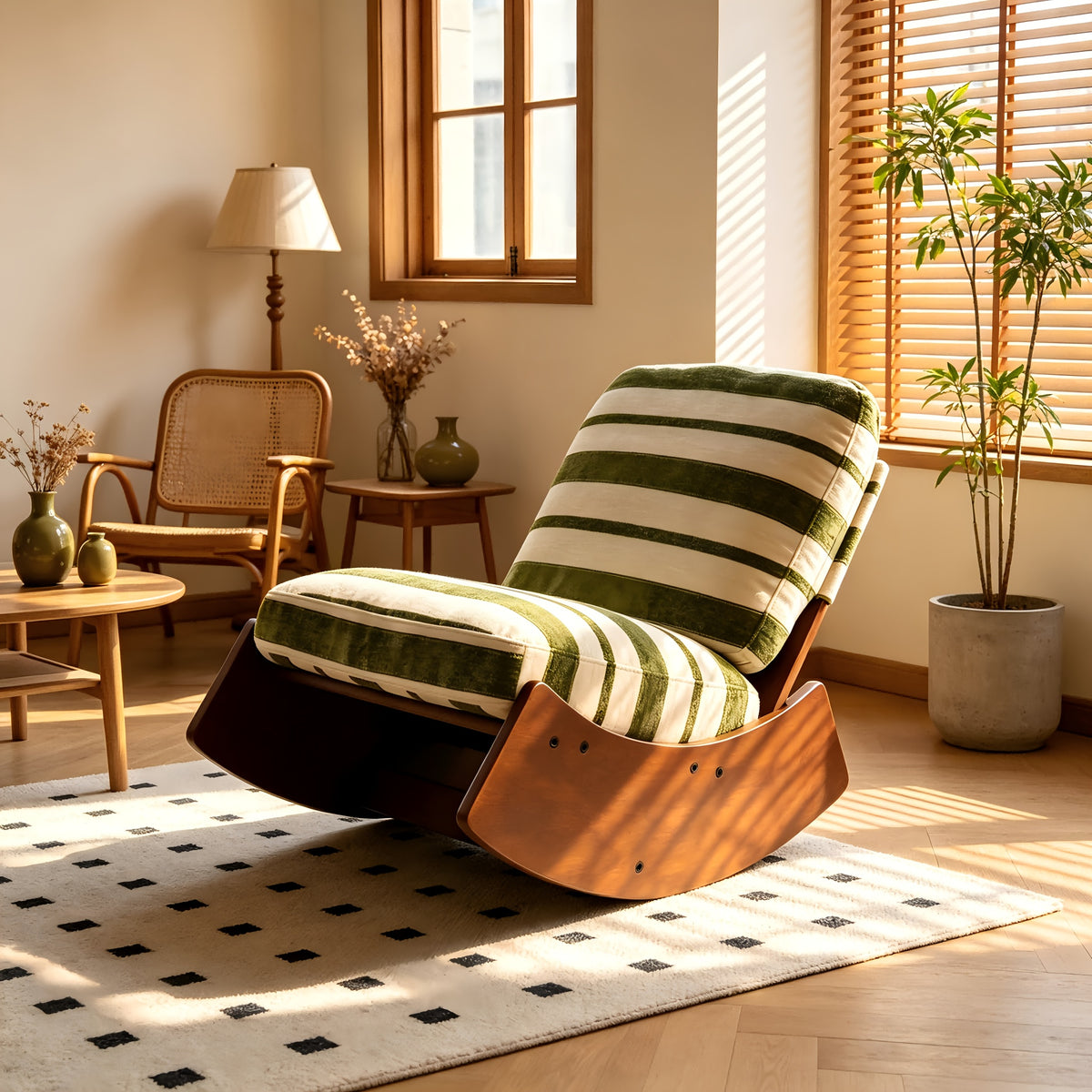 solid wood curved base armless   chair - Temu