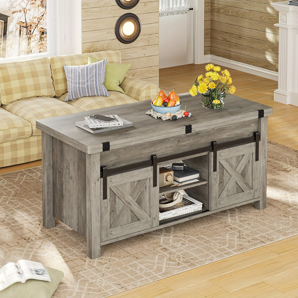 farmhouse lift top coffee table hidden compartments open - Temu