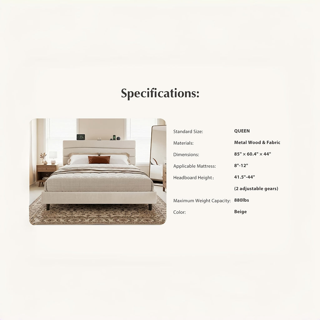 upholstered king queen full twin size bed frame - Temu