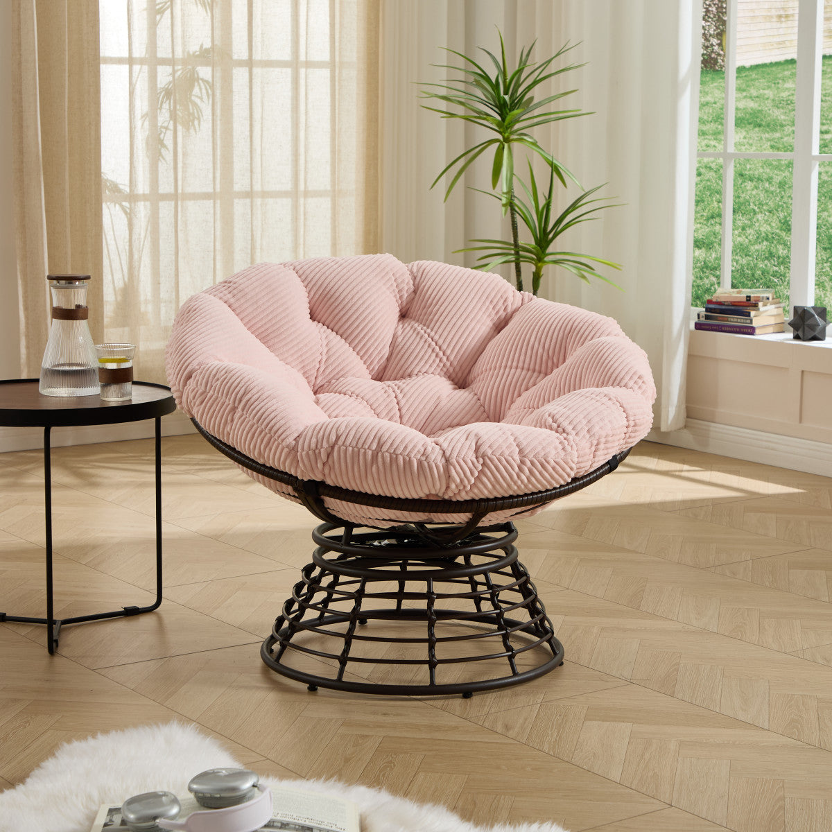 comfortable ergonomic wicker papasan chair 360 swivel indoor - Temu