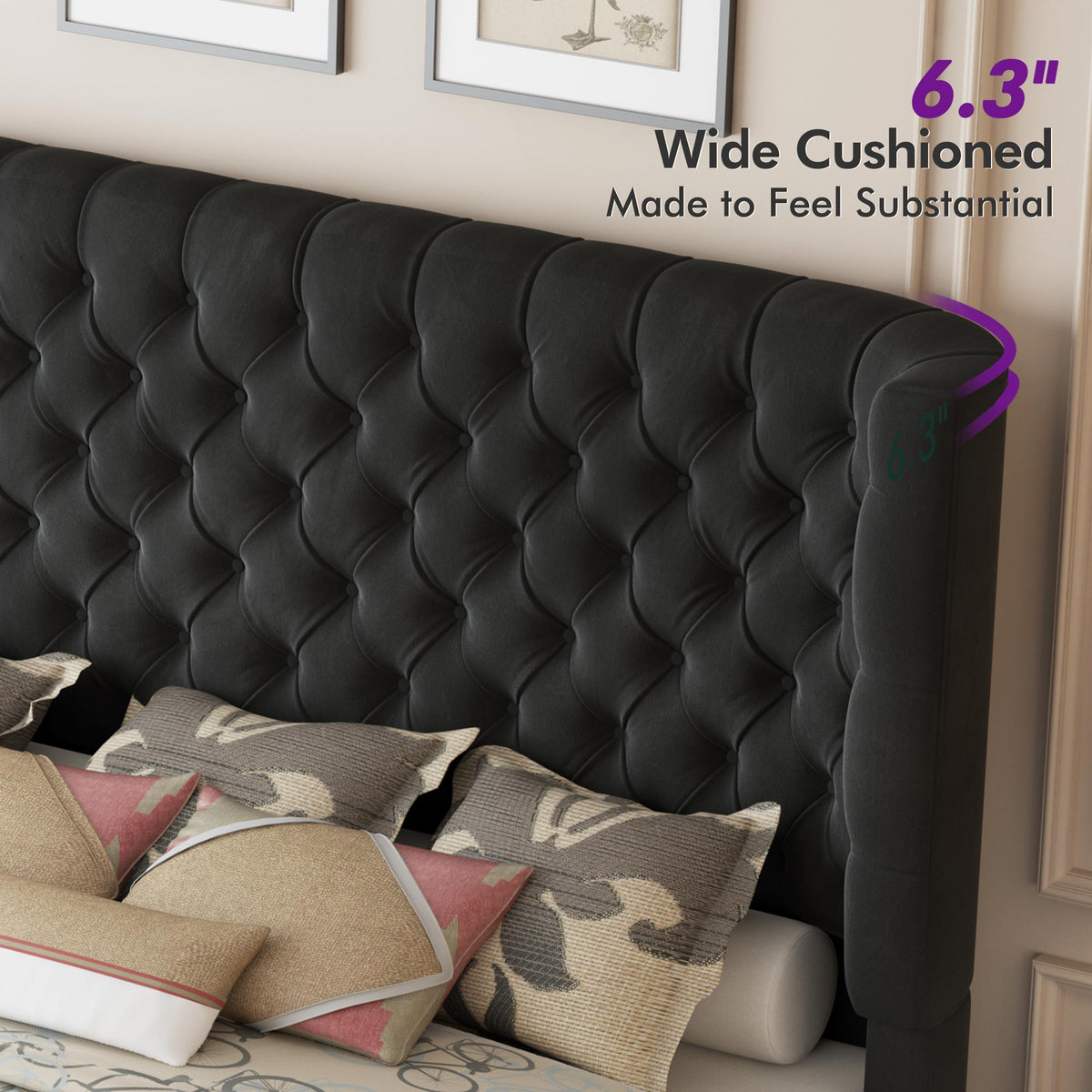 platform bed frame upholstered curved wingback - Temu