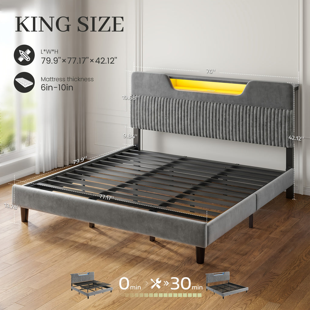 block hollow velvet bed frame led - Temu