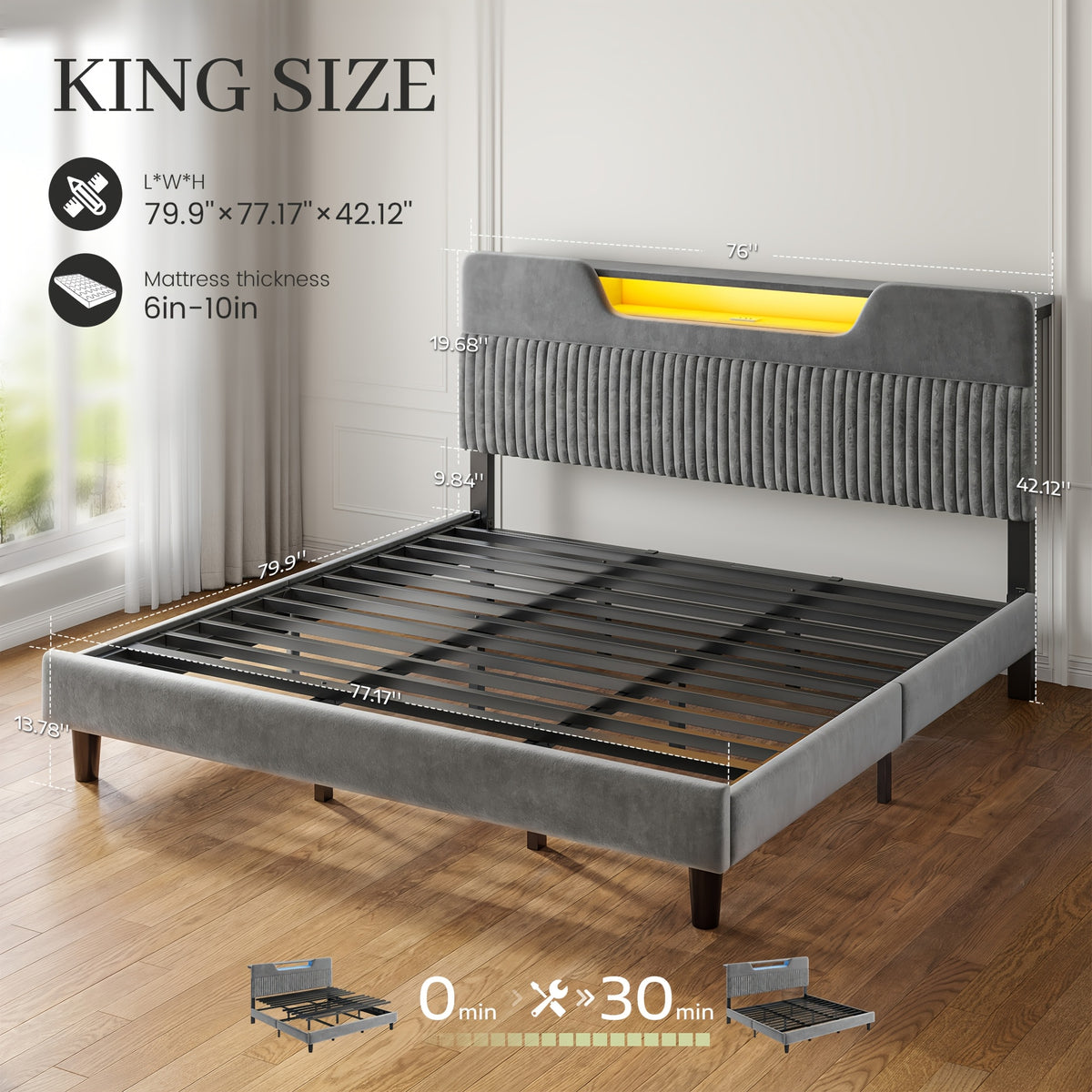 block hollow velvet bed frame led - Temu