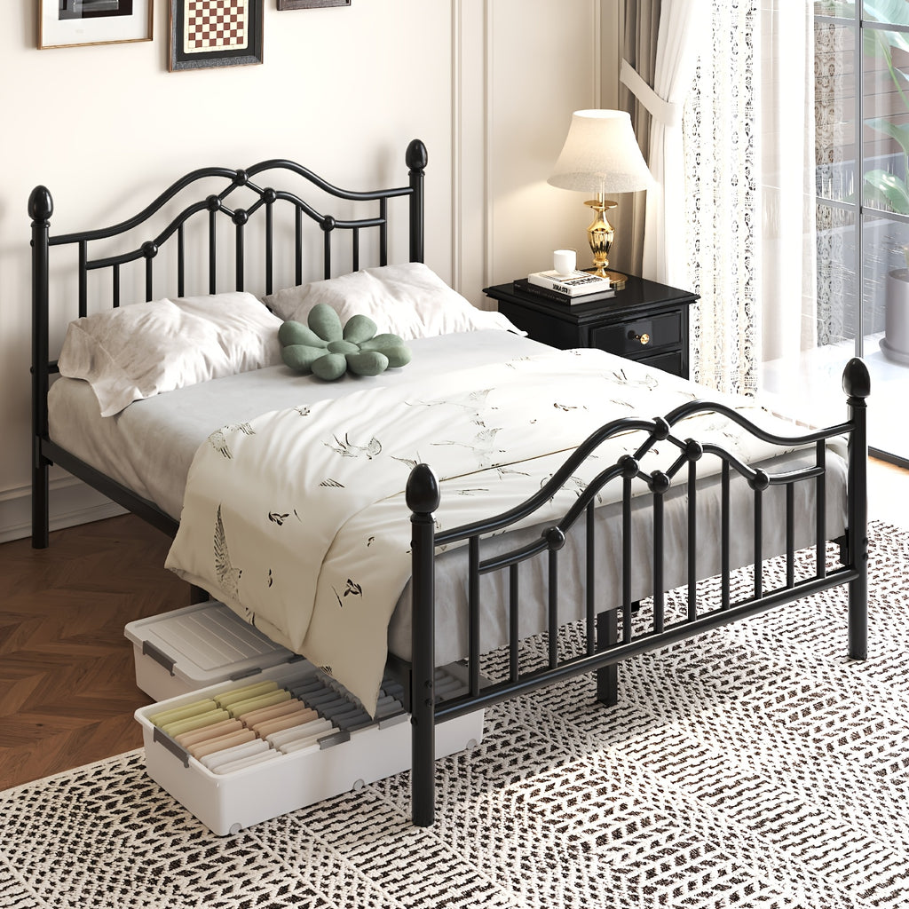 sturdy metal bed frame a victorian style headboard footboard - Temu
