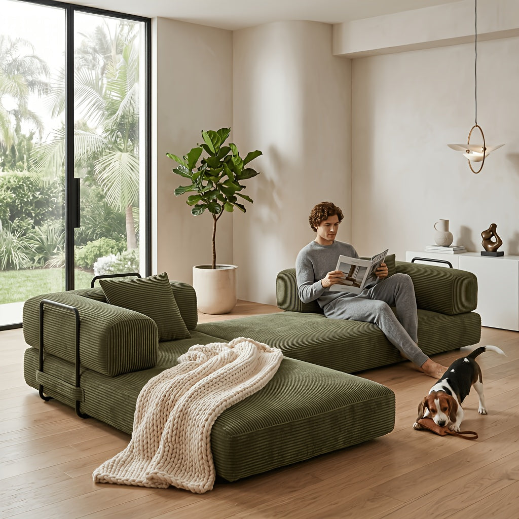 112 inch multi seat cloud like frameless sofa corduroy - Temu