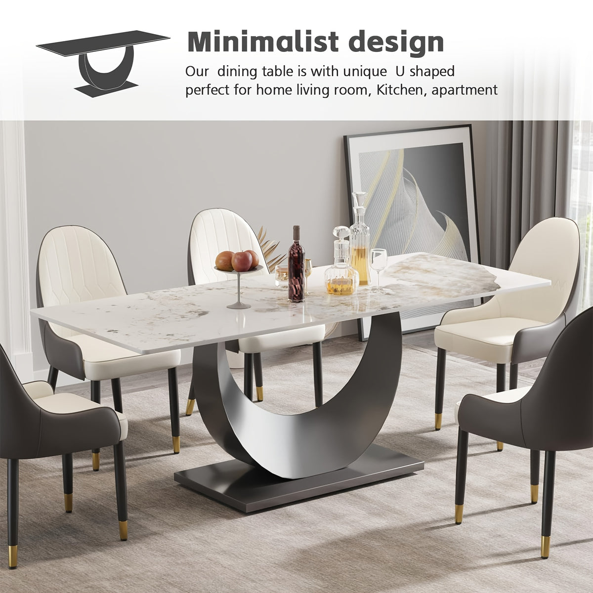 6 seater modern rectangle dining table 63   - Temu