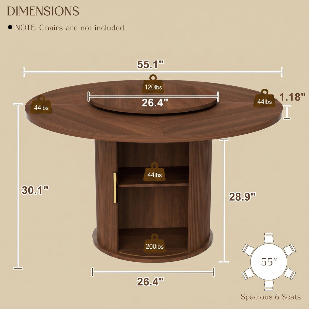 large 55 round dining table suitable 4 6 people - Temu