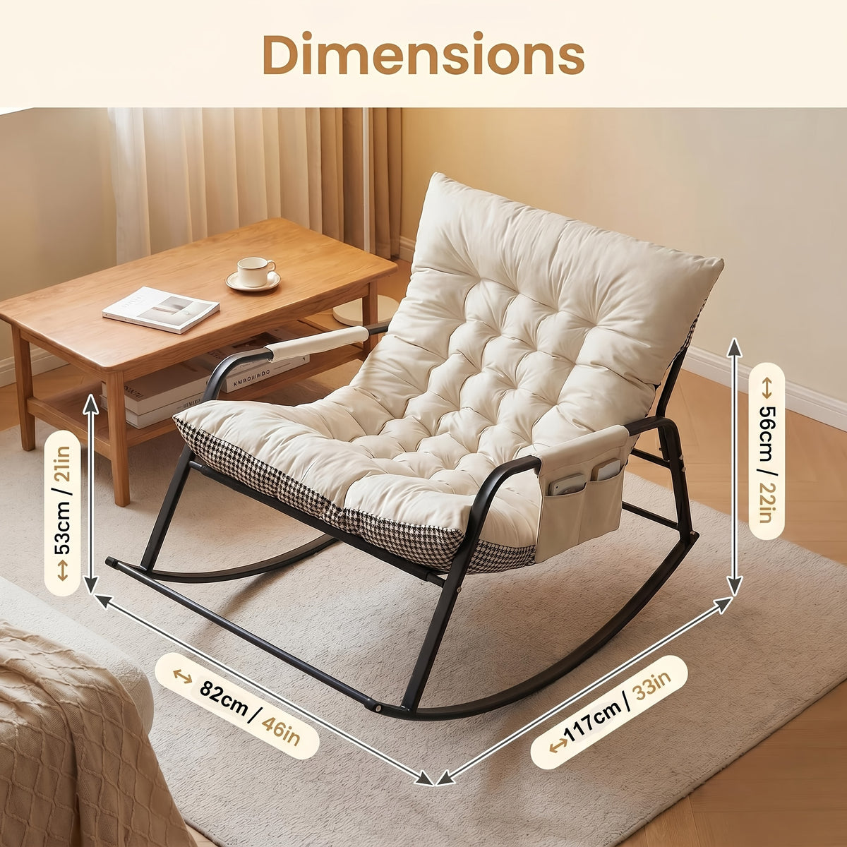 1 person tech fabric rocking chair black   frame - Temu