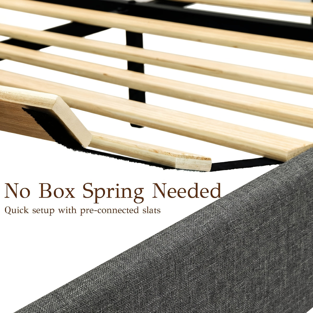 modern solid wood bed frame a vertical striped headboard - Temu