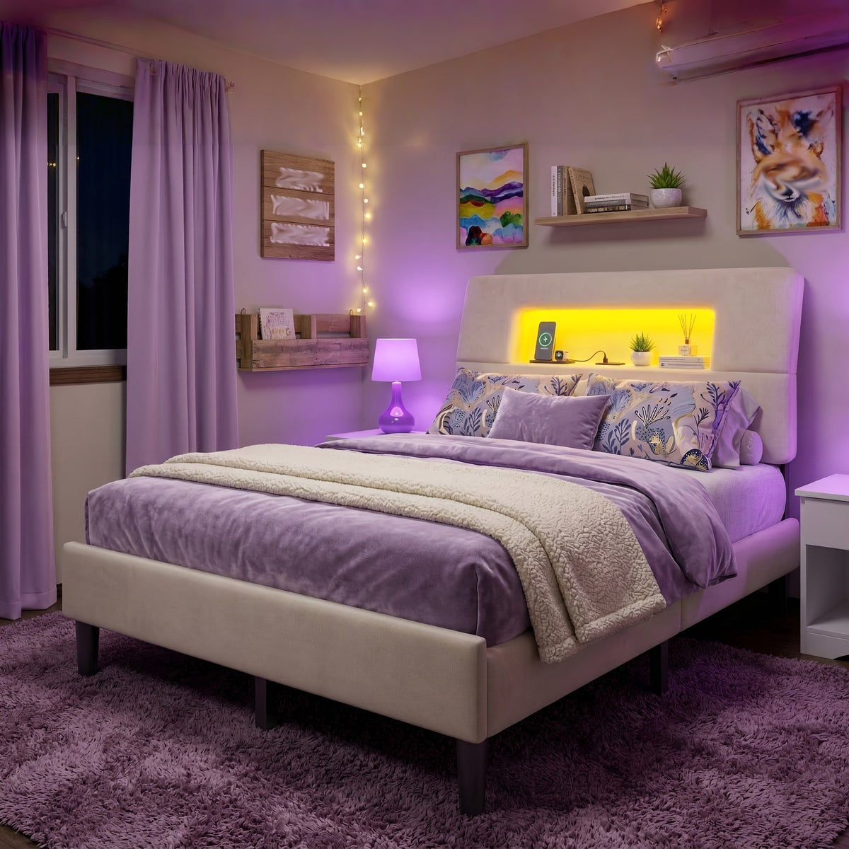 queen bed frame velvet material soft wrapped bed - Temu
