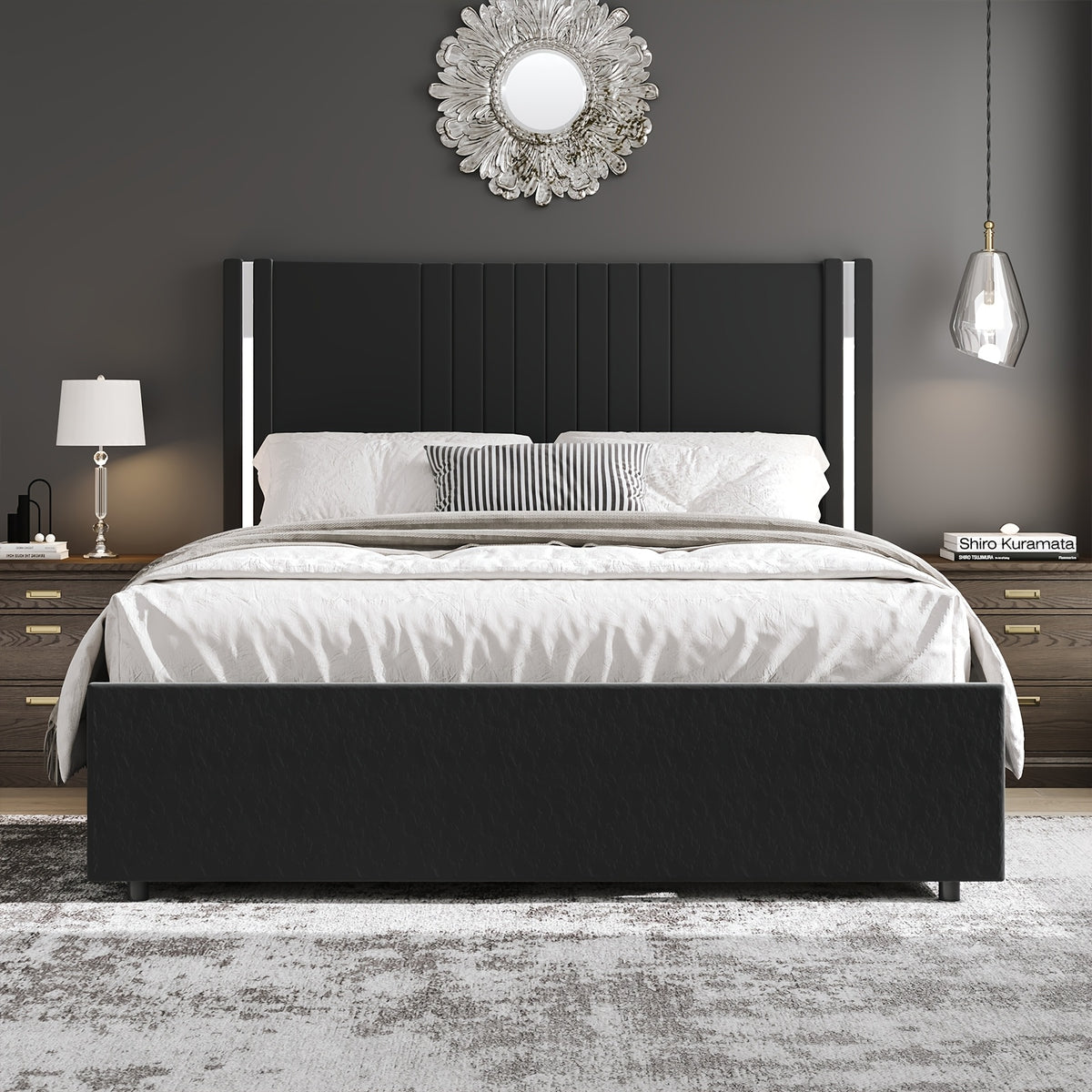 full queen king bed size frame velvet upholstered - Temu