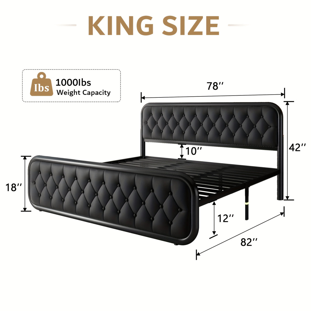 metal bed frame platform bed frame faux leather - Temu