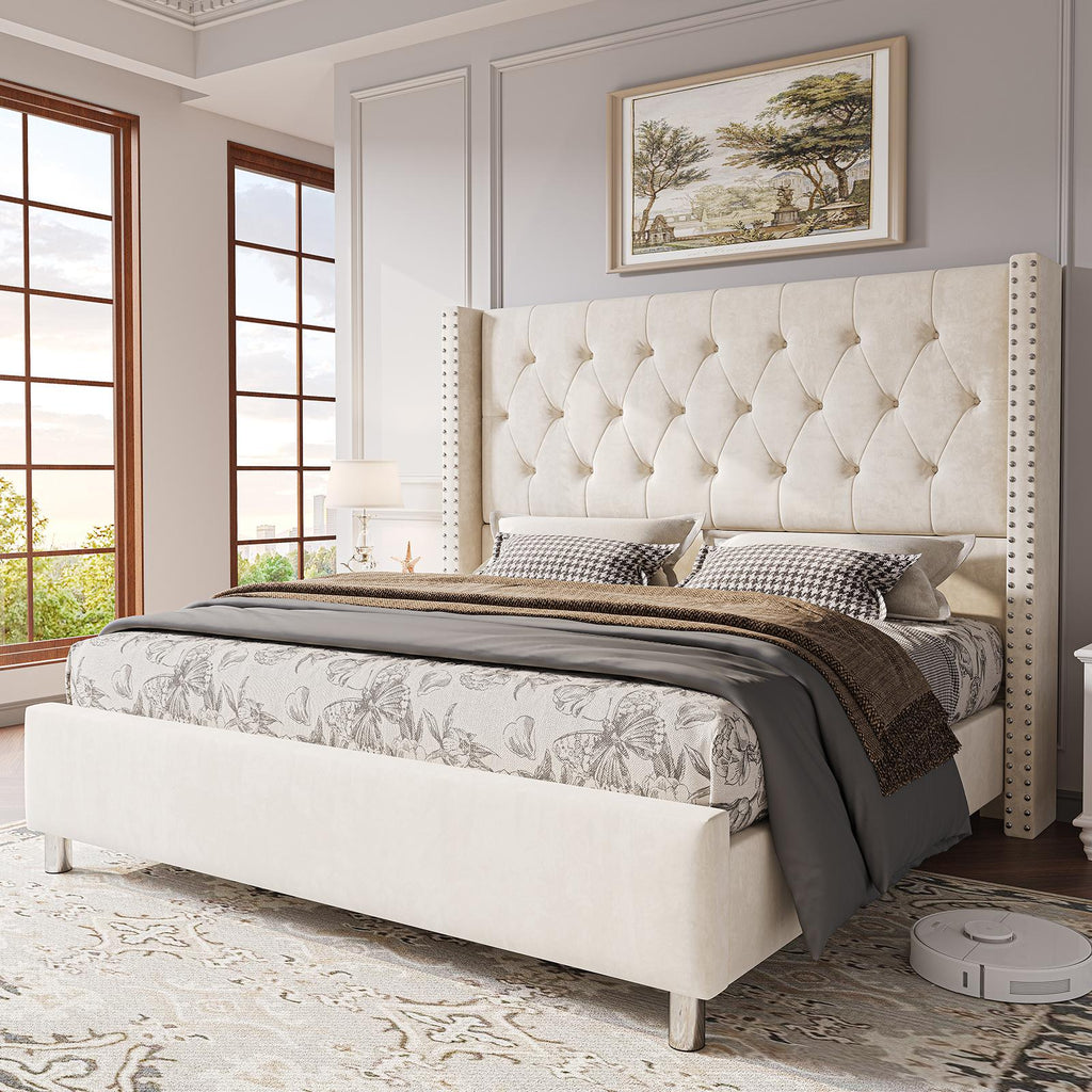upholstered platform bed frame 50 inch velvet - Temu