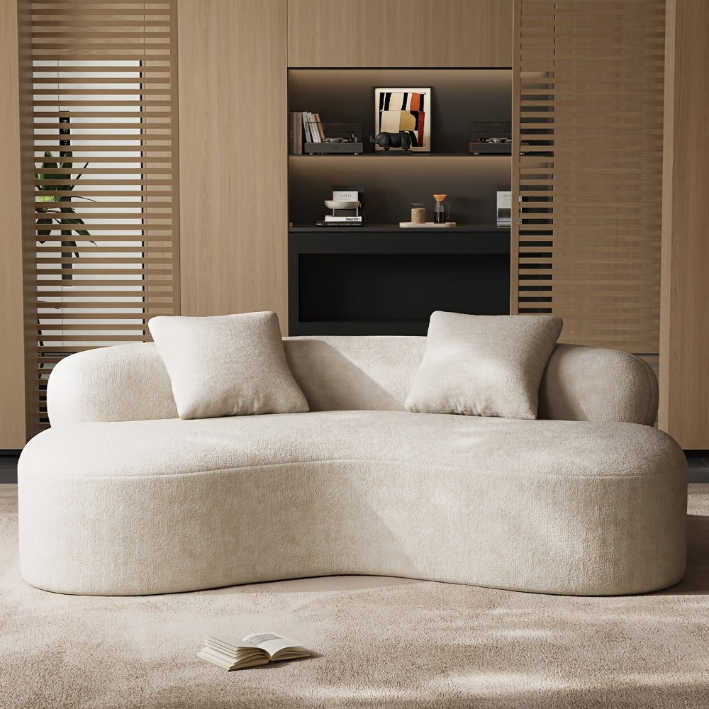 modern chenille compression curved sofa 2 throw pillows - Temu