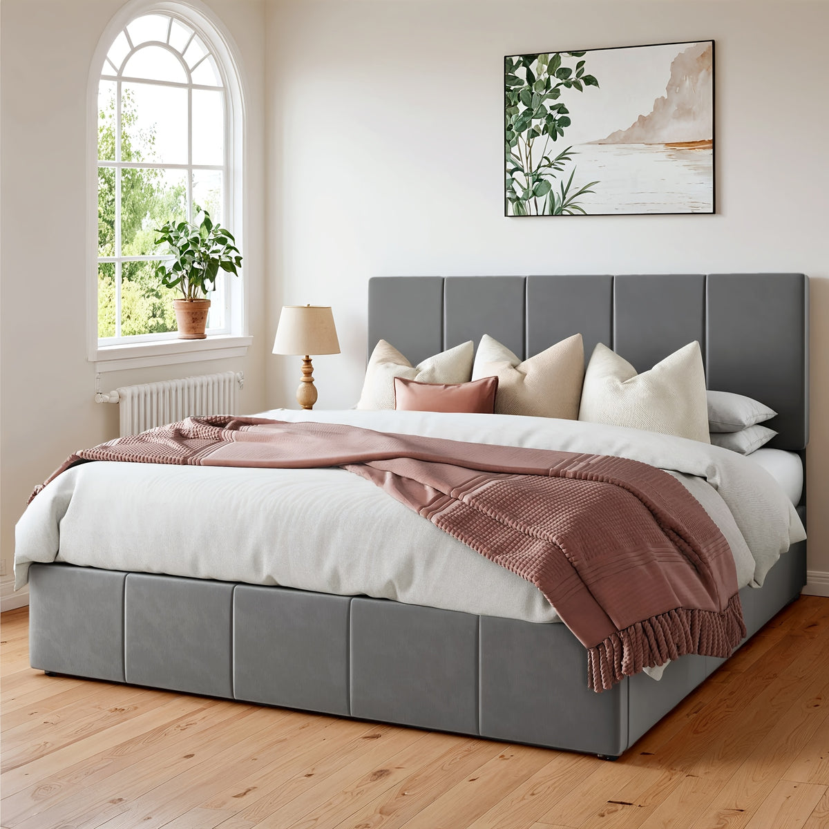 lift storage bed modern velvet upholstered headboard - Temu