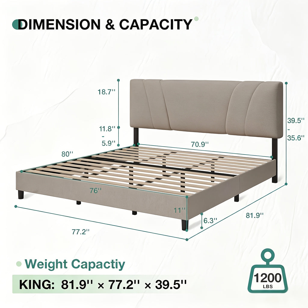 beige linen upholstered bed frame tufted headboard - Temu