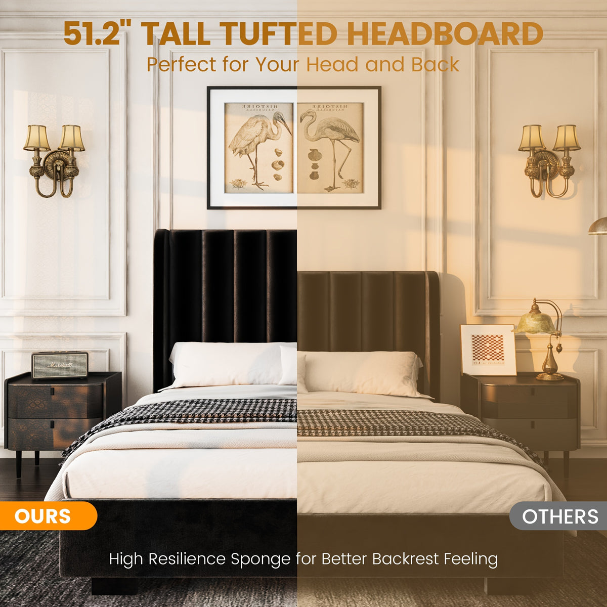 queen size upholstered bed frame   2 tall headboard - Temu