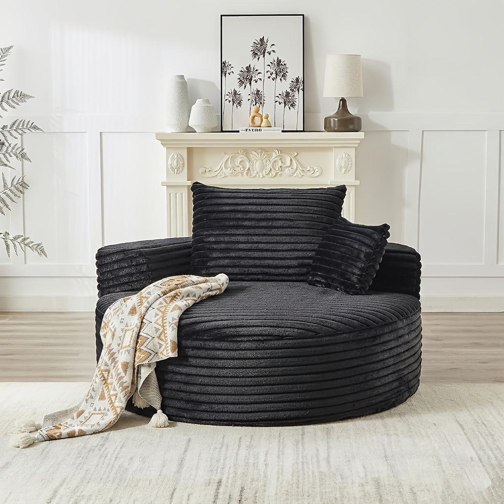 oversized round chaise lounge chair flannel fabric deep seat - Temu