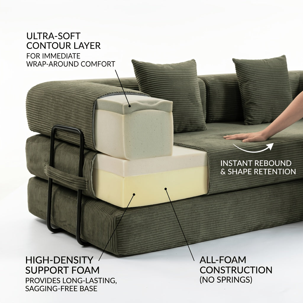 foldable sleeper sofa bed foam frame chenille upholstery - Temu