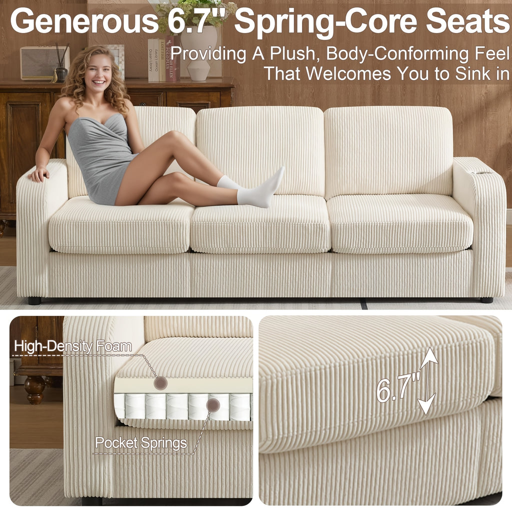 87 4 oversized 3 seater corduroy couch modern upholstered - Temu
