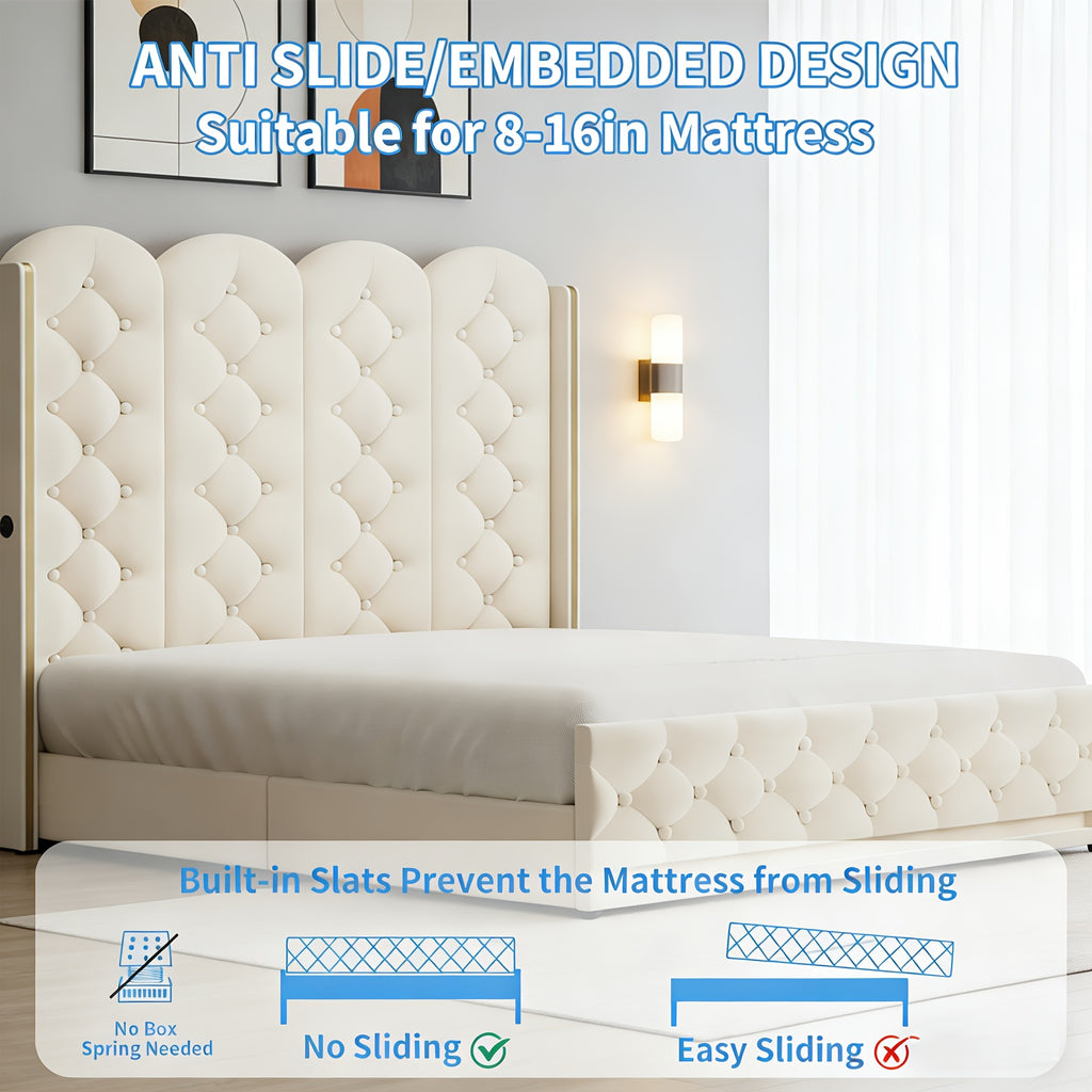 upholstered bed frame lift storage bed tall bed frame camas - Temu