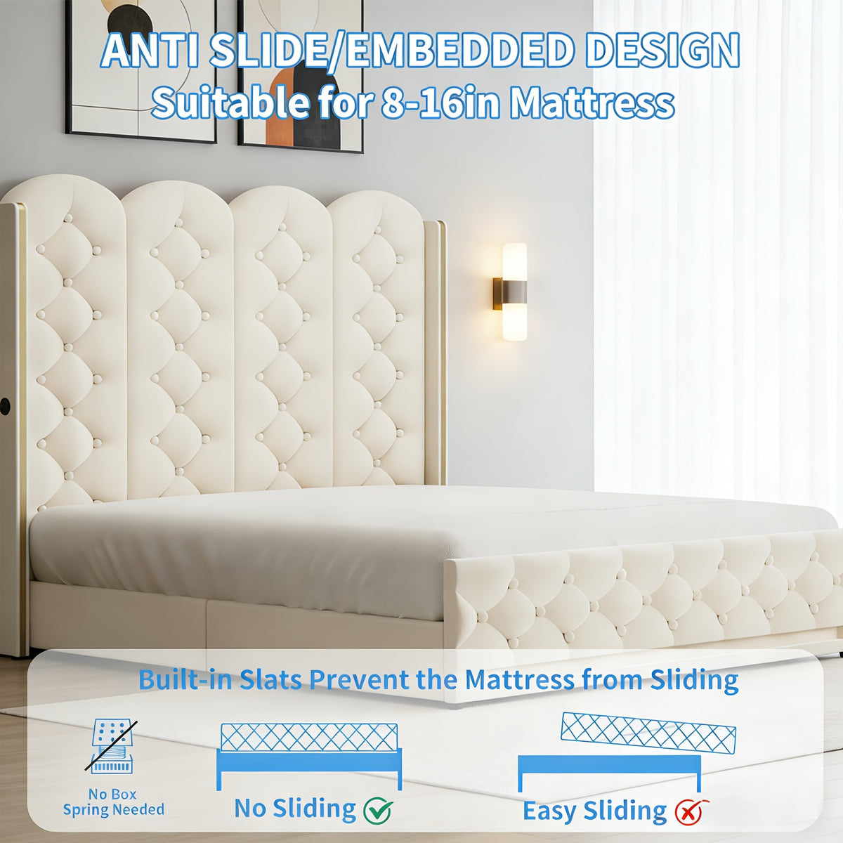 upholstered bed frame lift storage bed tall bed frame camas - Temu
