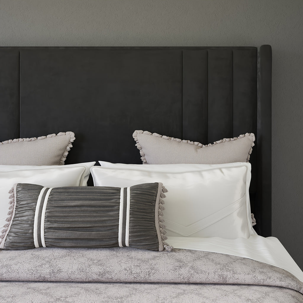 luxurious velvet platform bed frames vertical channel tufted - Temu