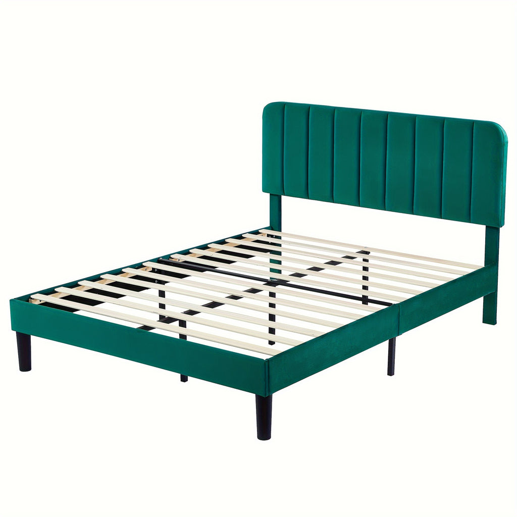 platform bed frame in velvet upholstery suitable full queen - Temu