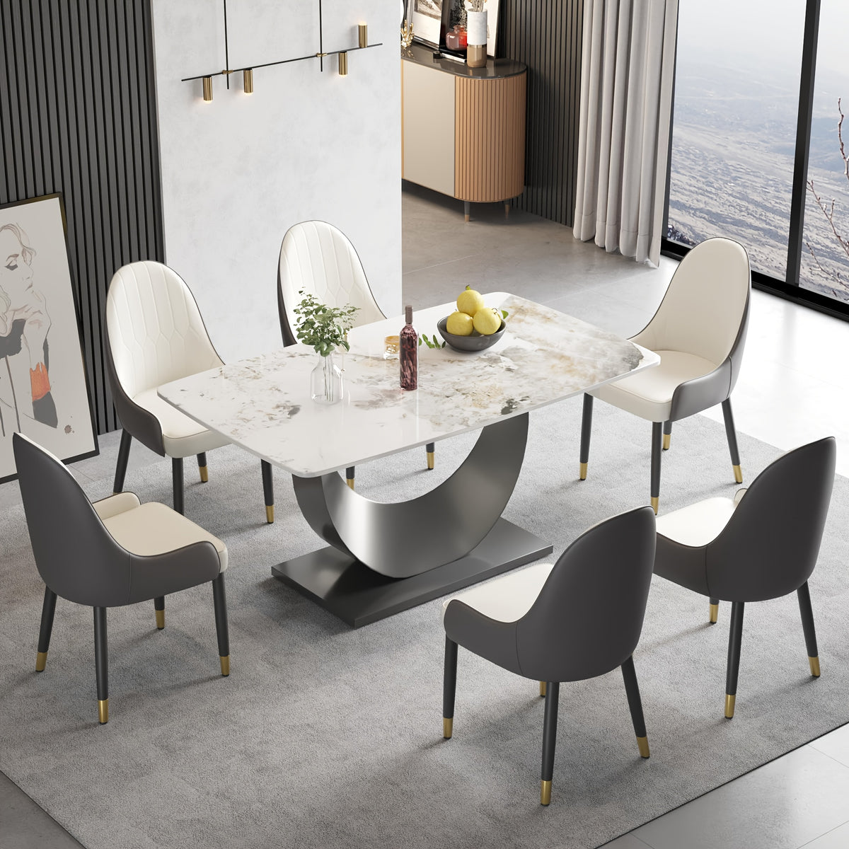 6 seater modern rectangle dining table 63   - Temu