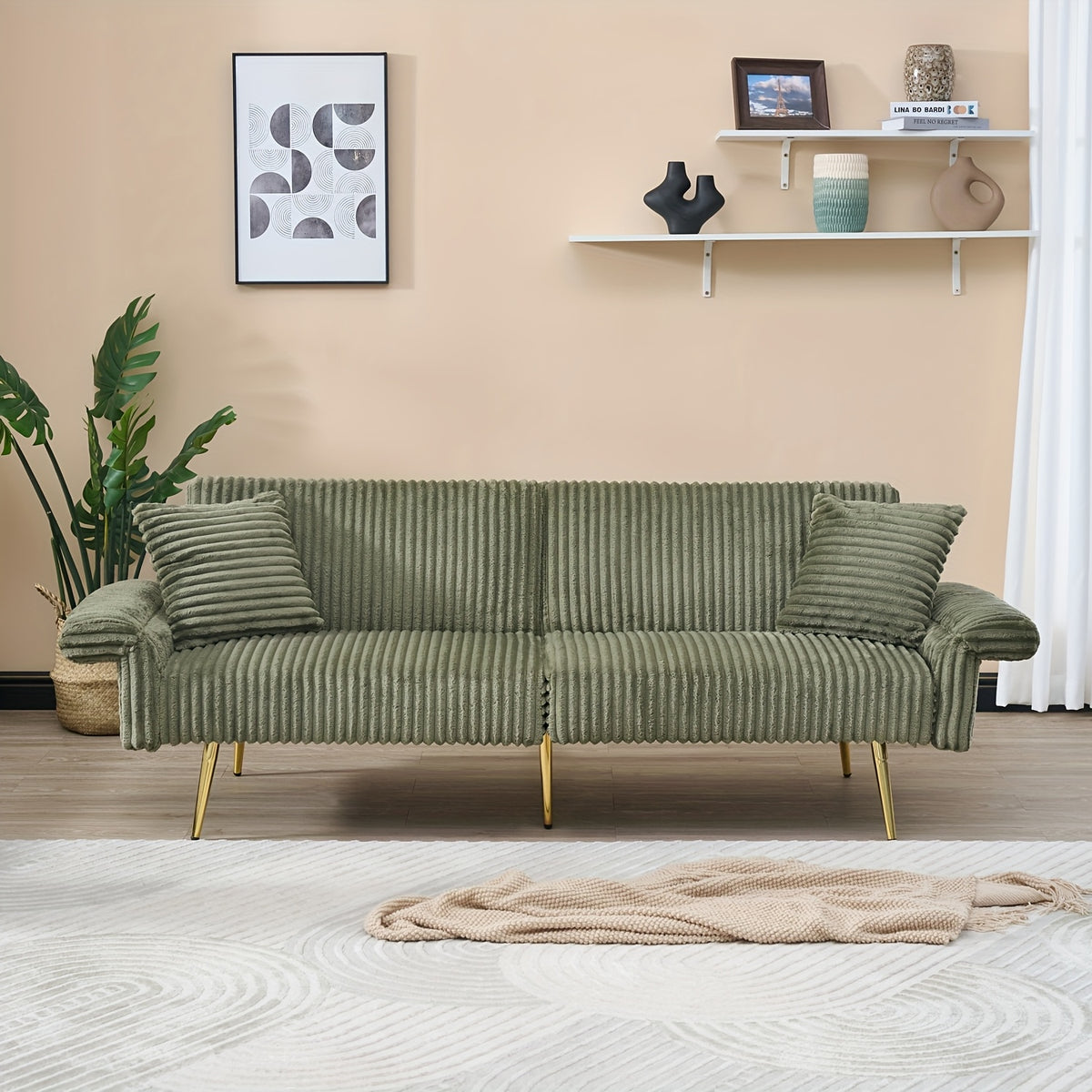 79 inch fleece foldable sofa bed foldable armrests suitable - Temu