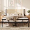 rattan bed frame full headboard black boho bed frame - Temu