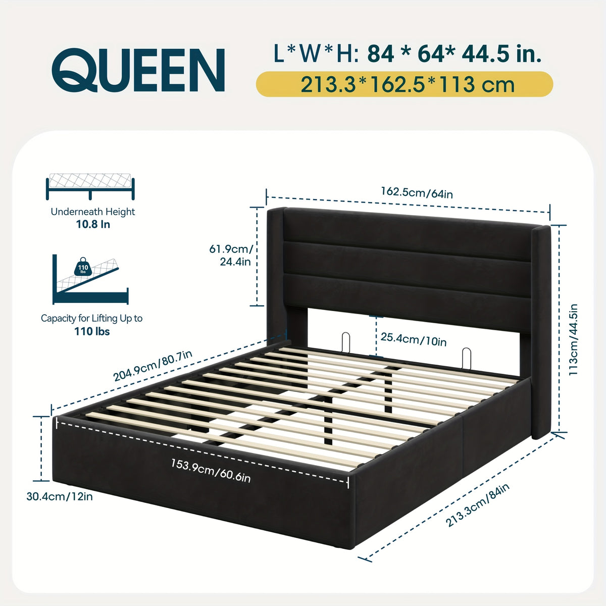lift storage bed modern wingback upholstered - Temu