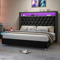 bed integrated led lights charging station velvet - Temu