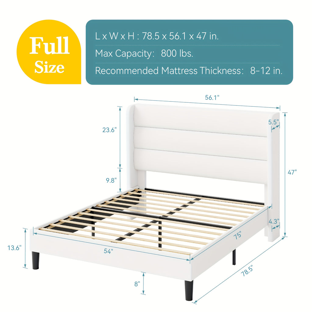 modern wingback platform bed frame velvet upholstered - Temu