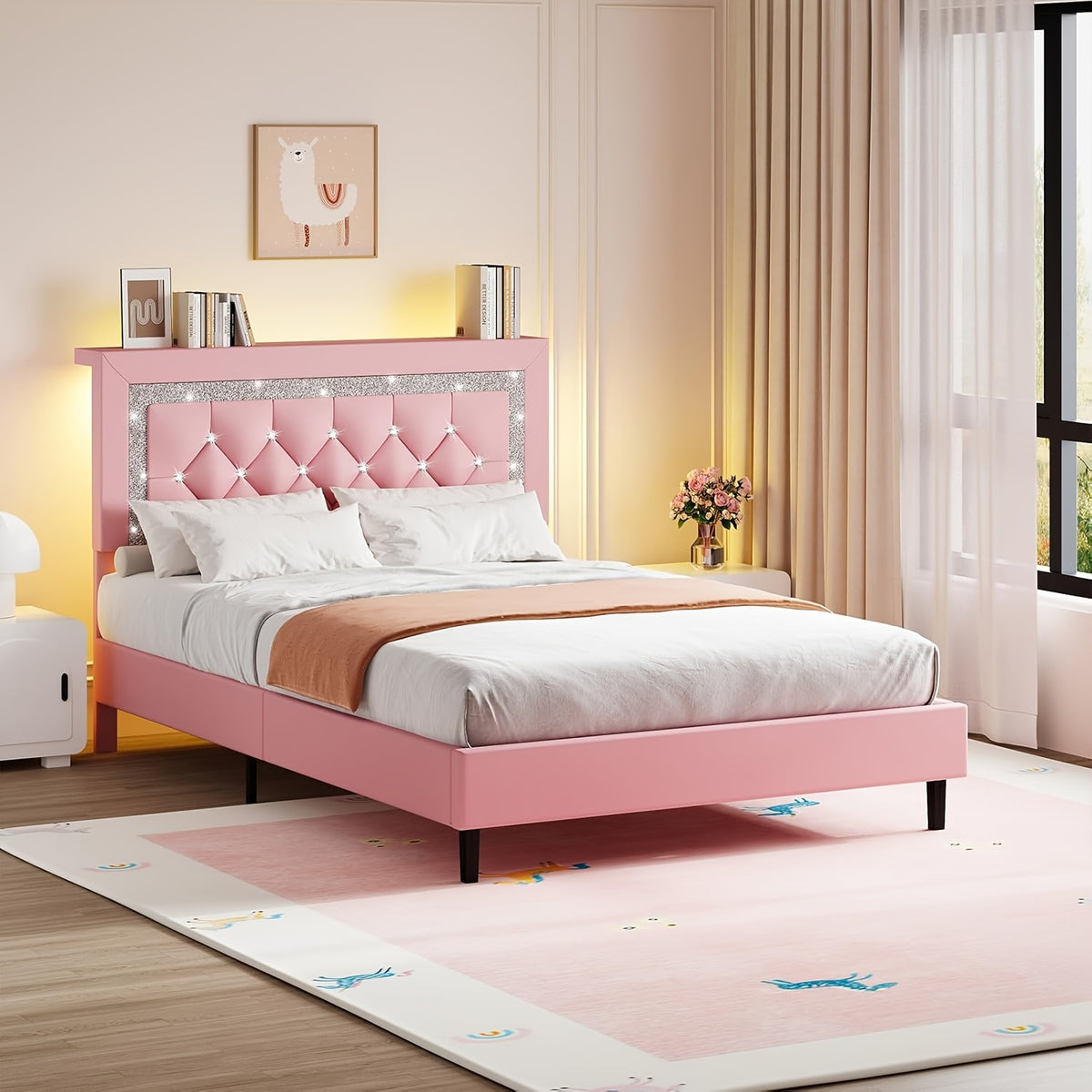 twin full queen king size bed frame storage headboard - Temu