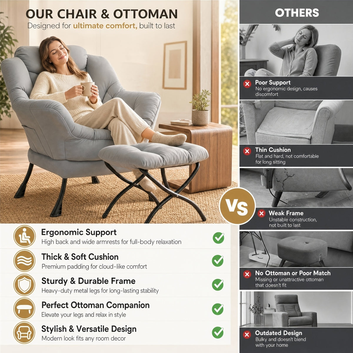 accent lounge reading arm chair footstool - Temu