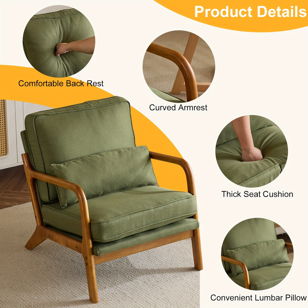 comfy accent chair   century modern lounge armchair - Temu