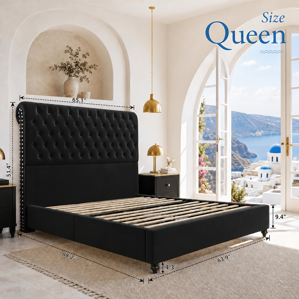 velvet upholstered   frame tufted headboard - Temu