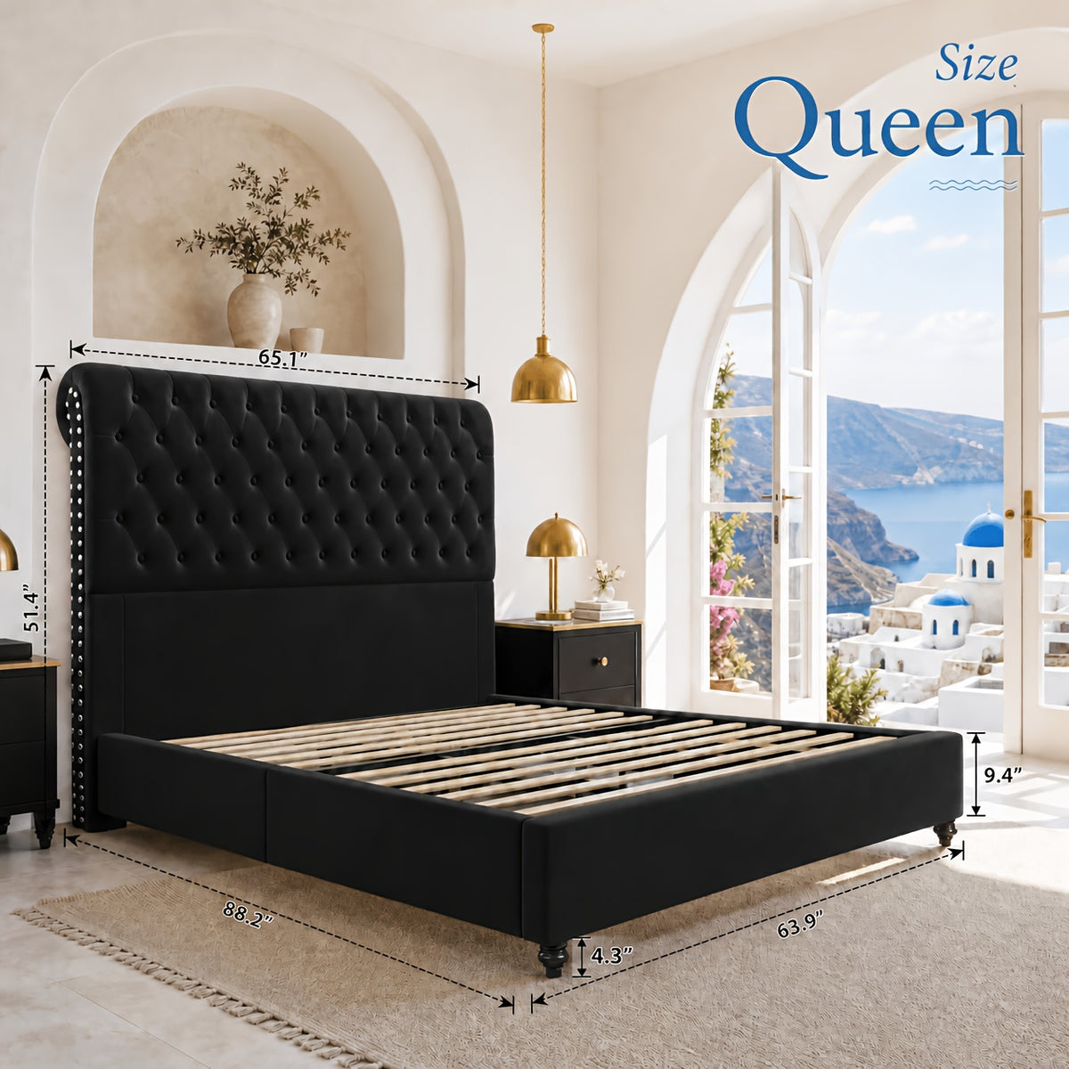 velvet upholstered   frame tufted headboard - Temu