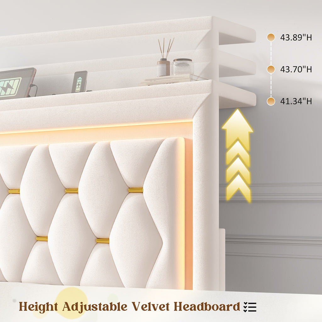 4 drawer upholstered metal platform bed full queen size - Temu